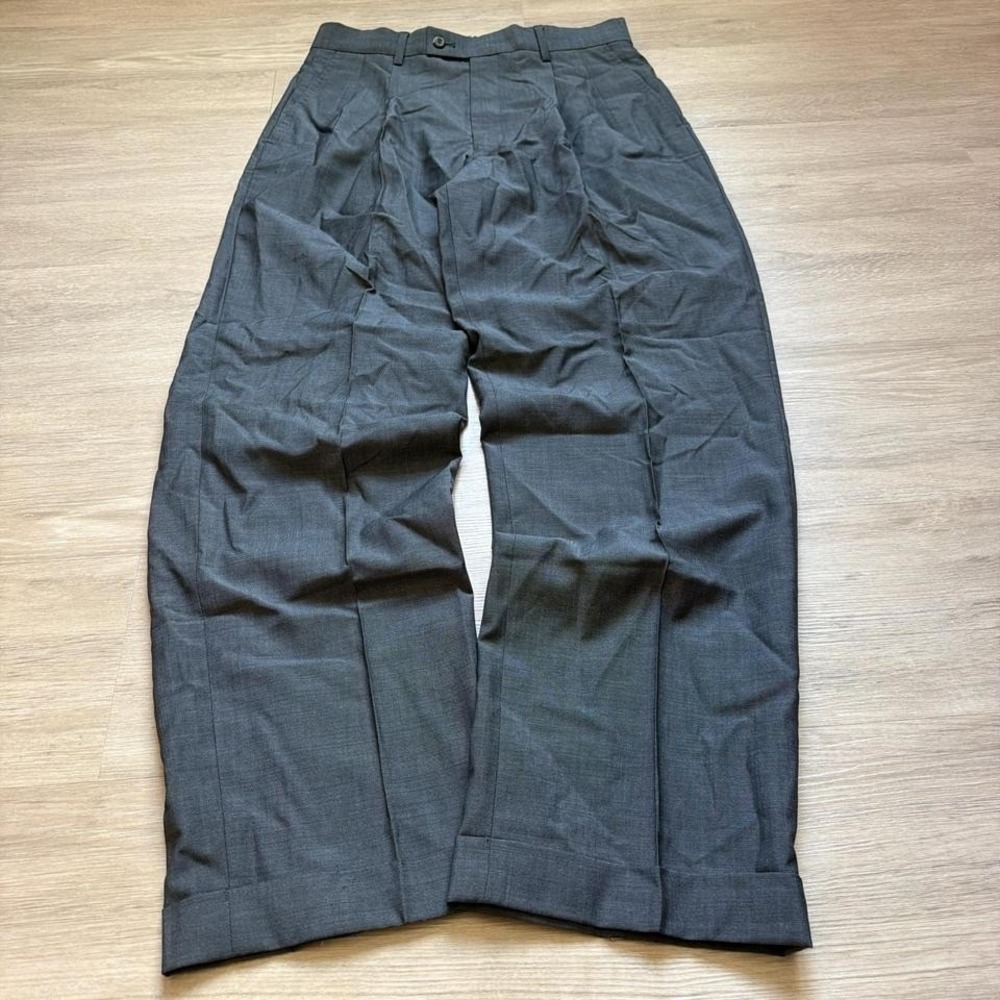 30x30 Grey Balloon Wide Leg Pleated Dress Pants Y2K